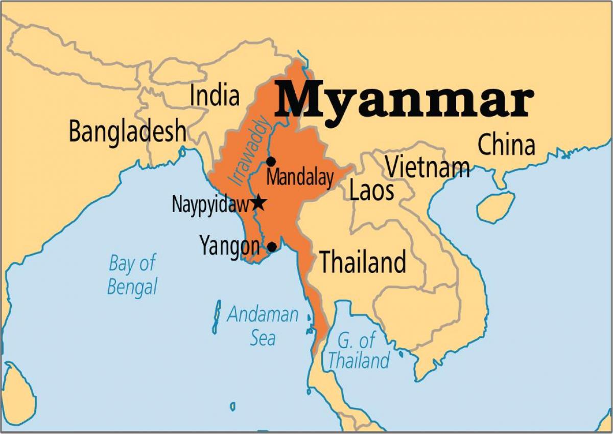 vieta Mianmaro pasaulio žemėlapis