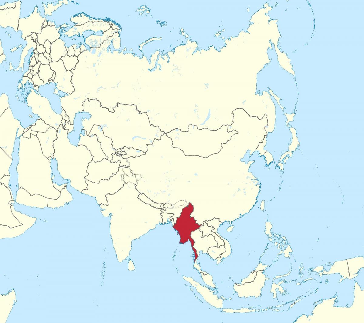 pasaulio žemėlapyje Birmos (Mianmaro