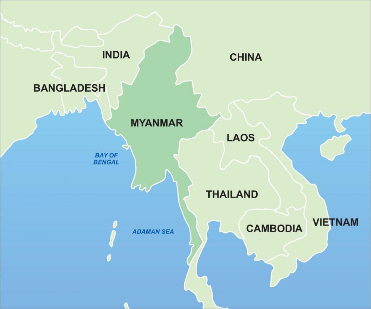 Mianmaro žemėlapyje azijoje
