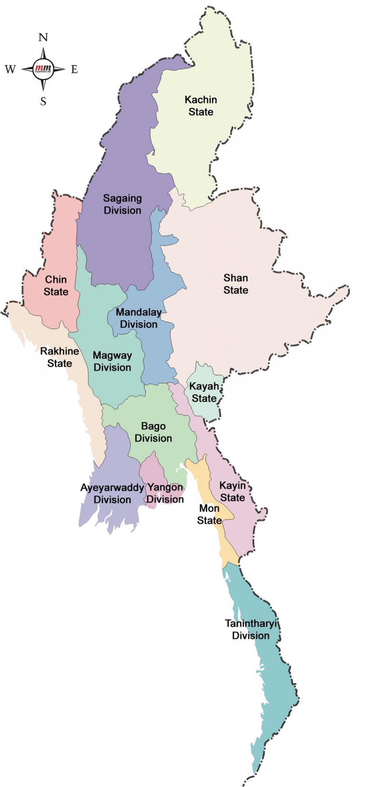 Mianmaro žemėlapio ir narių