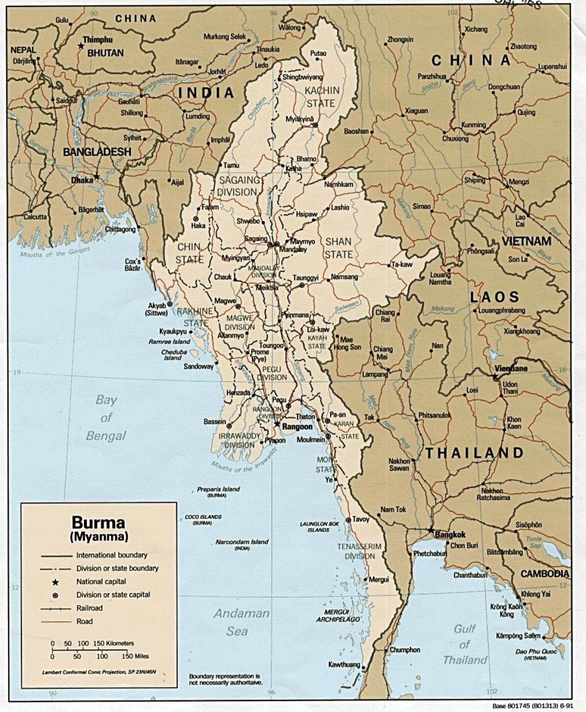 Mianmaro žemėlapis hd