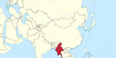 Pasaulio žemėlapyje Birmos (Mianmaro