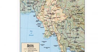 Žemėlapis Mianmaro su miestų
